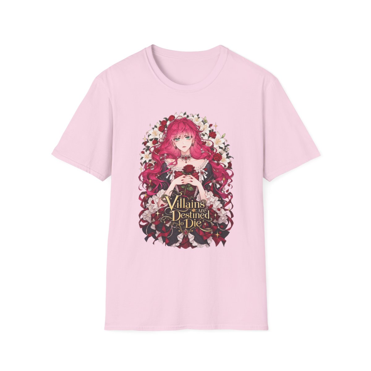 Villains I’m Destined to Die T-Shirt | Anime Rose Girl Illustration | Villains Are Destined to Die Anime - alternate angle 5, merchandise