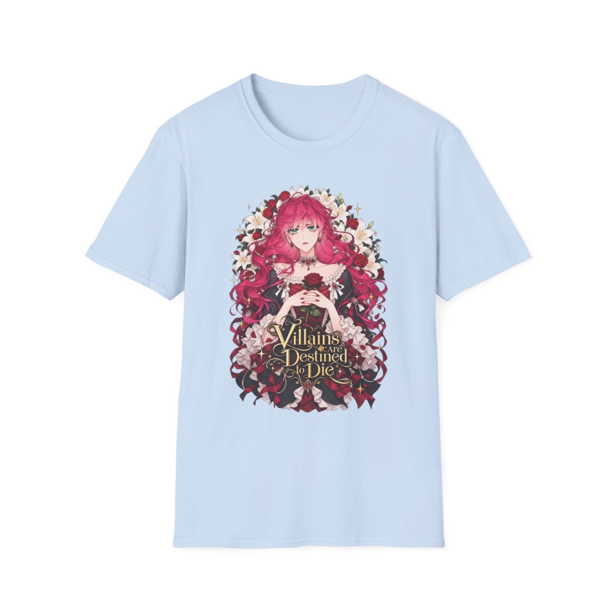 Villains I’m Destined to Die T-Shirt | Anime Rose Girl Illustration | Villains Are Destined to Die Anime - alternate angle 3, merchandise