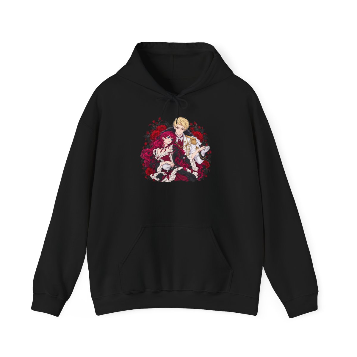 Vampire Trio Illustration Hoodie | Gothic Anime Characters, Rose Wreath | Villains Are Destined to Die Anime - alternate angle 2, merchandise