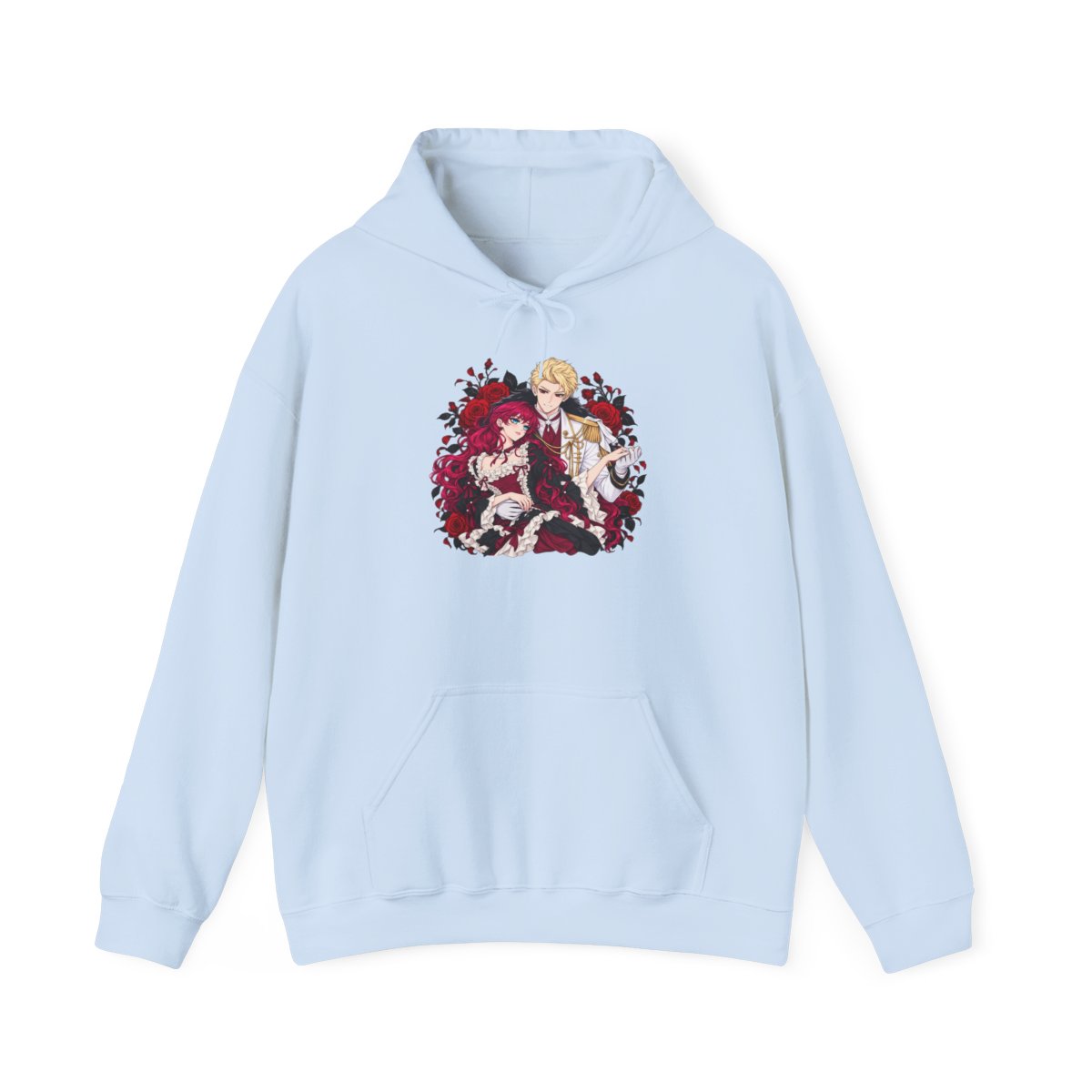 Vampire Trio Illustration Hoodie | Gothic Anime Characters, Rose Wreath | Villains Are Destined to Die Anime - alternate angle 3, merchandise